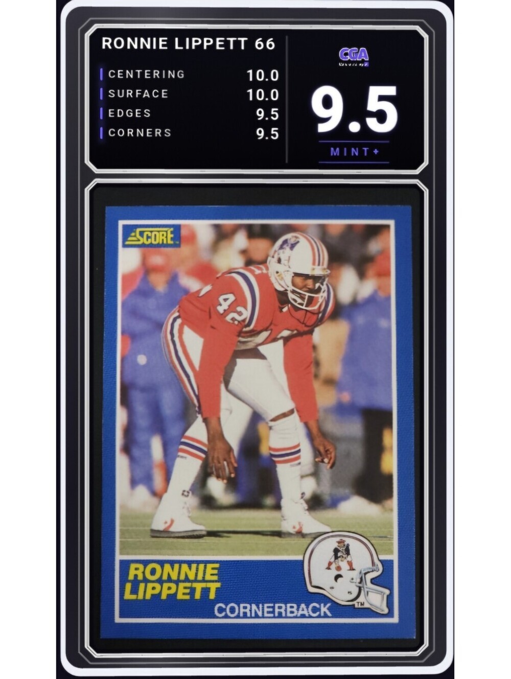 1989 Score Football #66 Ronnie Lippett Patriots NFL Card - CGA 9.5 Digital Grade